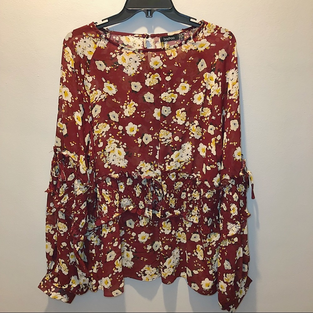 Boohoo Plus Floral Corset Waist Top.